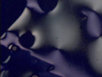 Micrograph of Blue 27 in crossed polarizers