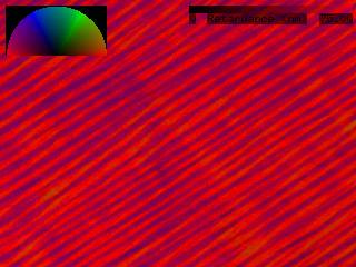 PolScope picture of dried Cromolyn film (color represents in-plane director orientation)